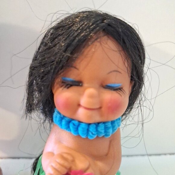 Hawaiian Rubber 5" Hula Boy Girl Dolls Hong Kong Grass Skirt Souvenir - Picture 8 of 11